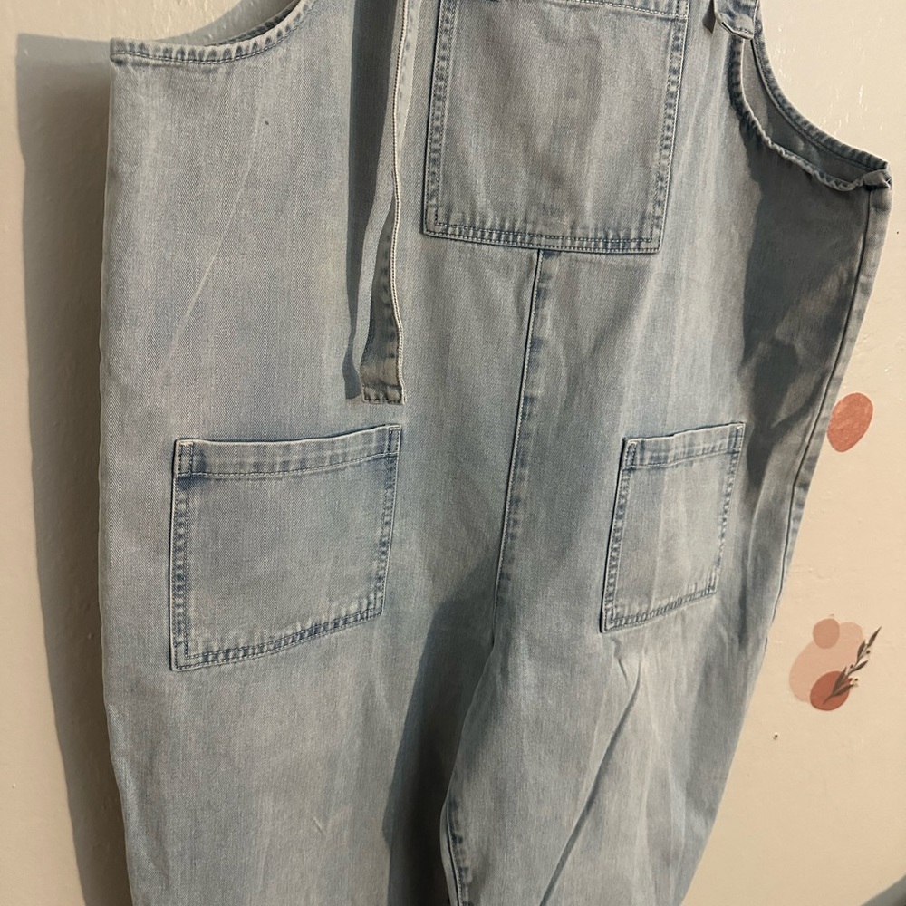 Lucy & Yak Originals Light Wash Denim Overalls Size L/R (Organic Cotton) - Picture 6 of 13